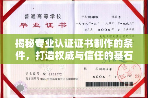 攀枝花揭秘专业认证证书制作的条件，打造权威与信任的基石